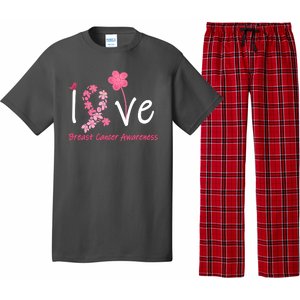 Love Breast Cancer Awareness Flower Ribbon Pajama Set