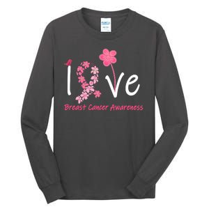 Love Breast Cancer Awareness Flower Ribbon Tall Long Sleeve T-Shirt