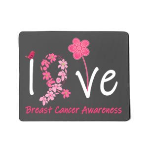 Love Breast Cancer Awareness Flower Ribbon Mousepad