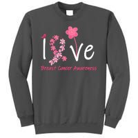 Love Breast Cancer Awareness Flower Ribbon Tall Sweatshirt