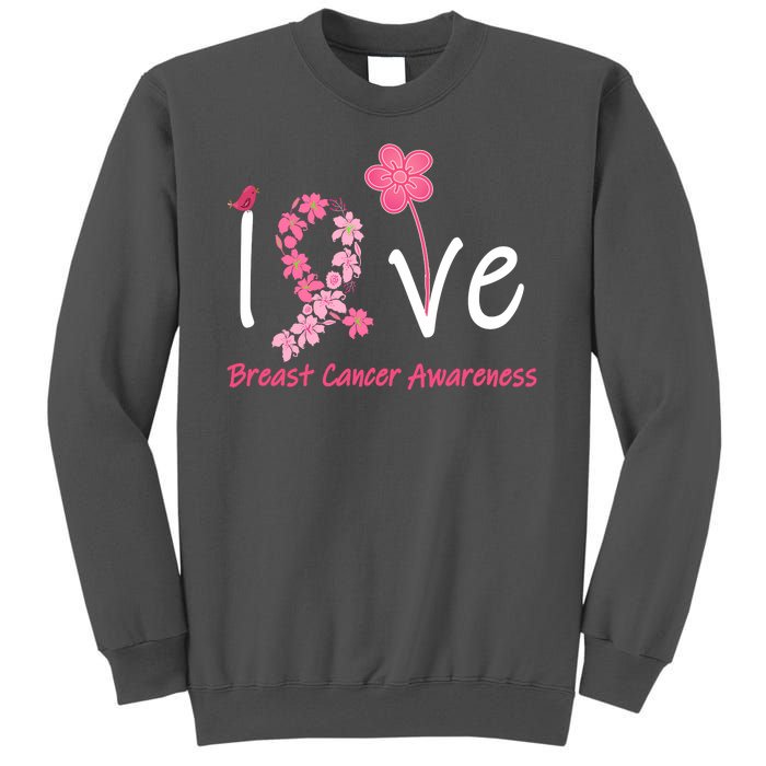 Love Breast Cancer Awareness Flower Ribbon Tall Sweatshirt