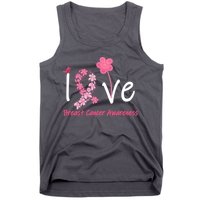 Love Breast Cancer Awareness Flower Ribbon Tank Top