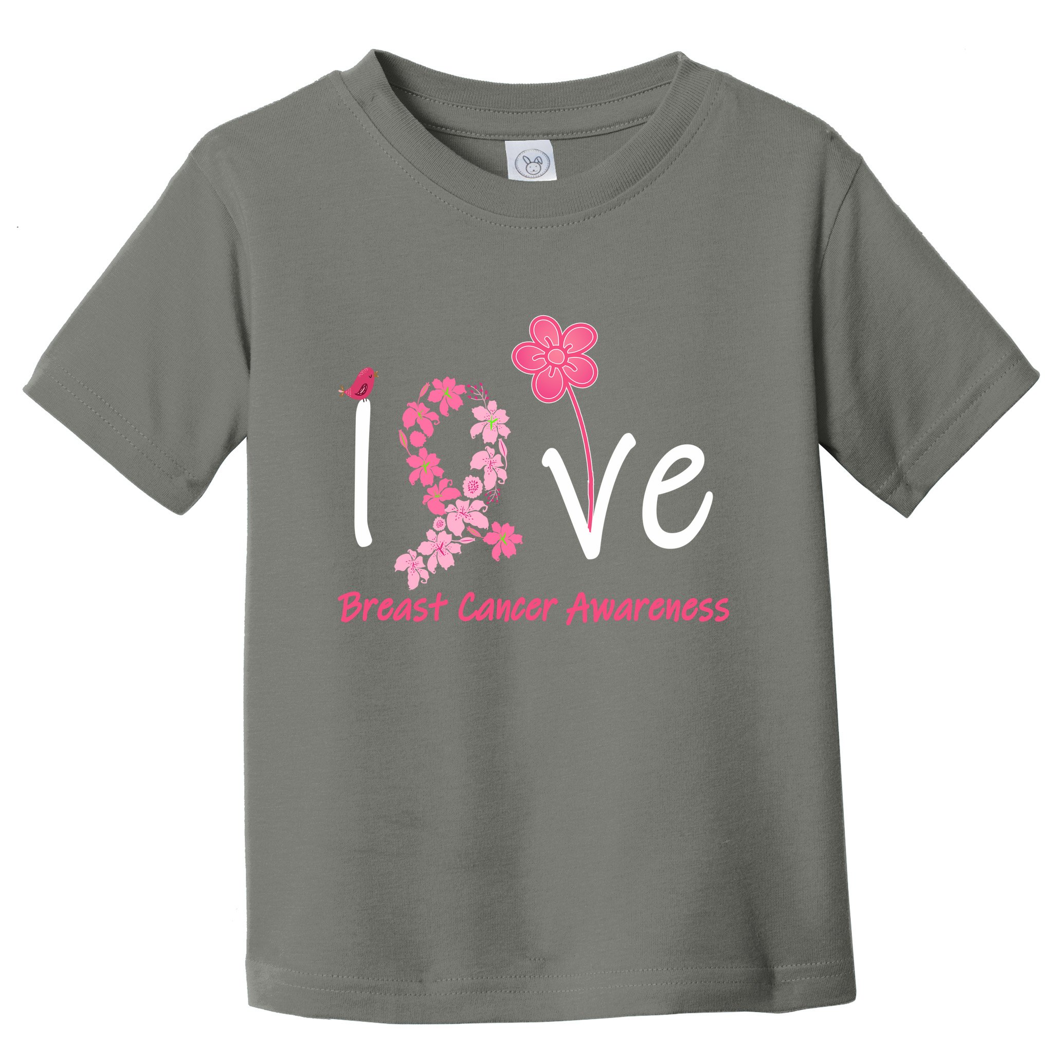 Love Breast Cancer Awareness Flower Ribbon Toddler T-Shirt