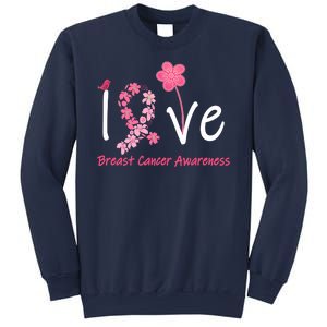 Love Breast Cancer Awareness Flower Ribbon Sweatshirt