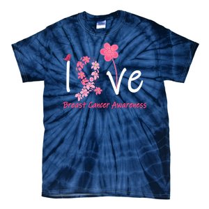 Love Breast Cancer Awareness Flower Ribbon Tie-Dye T-Shirt