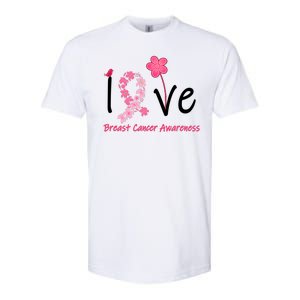 Love Breast Cancer Awareness Flower Ribbon Softstyle CVC T-Shirt