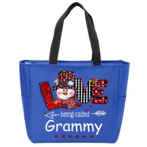 Love Being Called Grammy Snow Christmas Red Plaid Xmas Funny Gift Zip Tote Bag