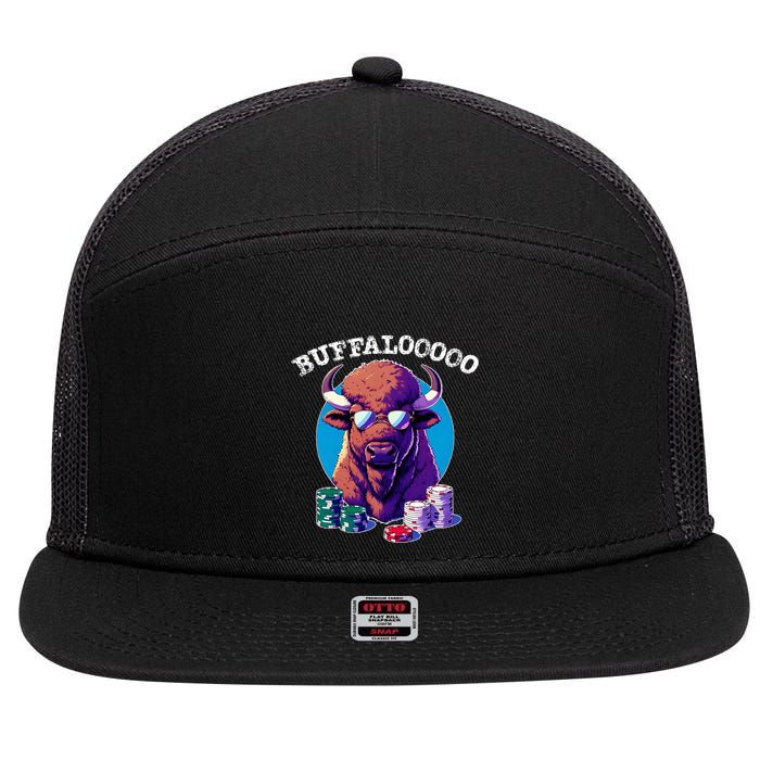 Lucky Buffalo Casino Slot Machine Buffalooooo Gambling 7 Panel Mesh Trucker Snapback Hat