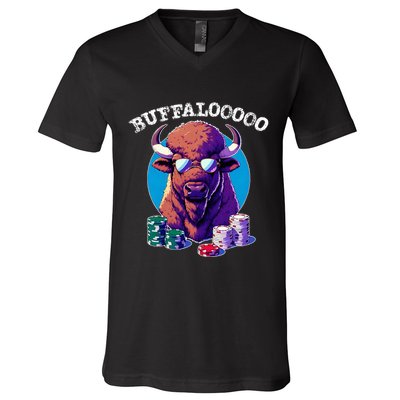 Lucky Buffalo Casino Slot Machine Buffalooooo Gambling V-Neck T-Shirt