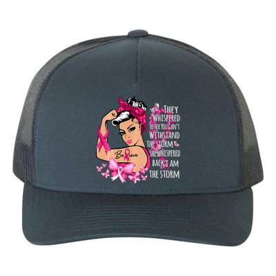 Leapard Breast Cancer Awareness Warrior Support Believe Yupoong Adult 5-Panel Trucker Hat