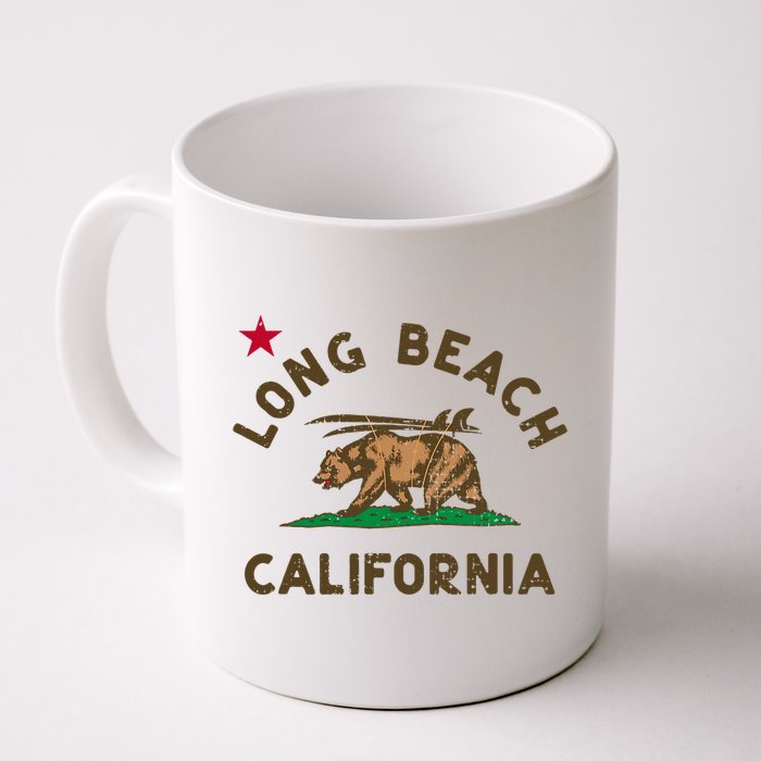 Long Beach California Beach Flag Bear Surf Ca Vintage Coffee Mug