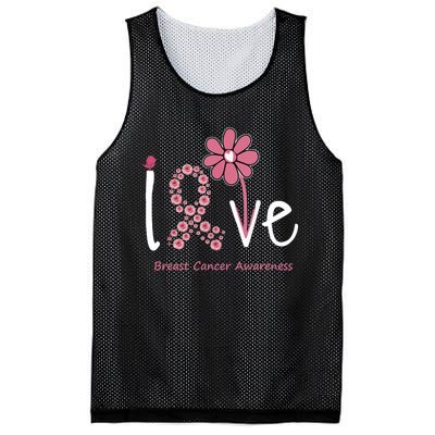 Love Breast Cancer Pink Ribbon Floral Mesh Reversible Basketball Jersey Tank