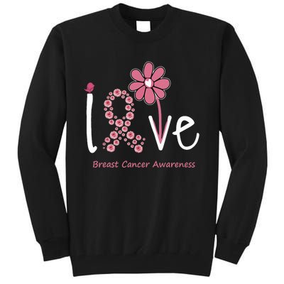 Love Breast Cancer Pink Ribbon Floral Tall Sweatshirt