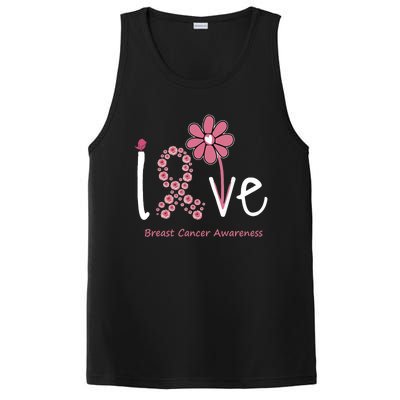 Love Breast Cancer Pink Ribbon Floral PosiCharge Competitor Tank