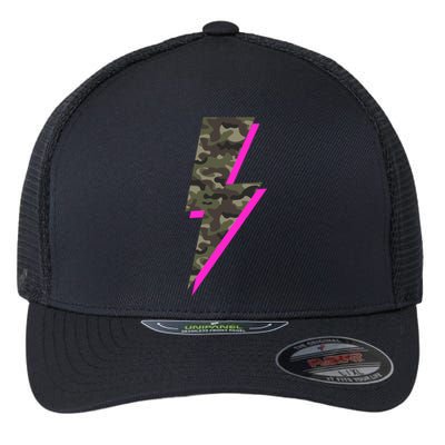 Lightning Bolt Camo Hot Pink Camouflage Graphic Print Gift Flexfit Unipanel Trucker Cap