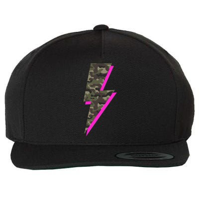 Lightning Bolt Camo Hot Pink Camouflage Graphic Print Gift Wool Snapback Cap