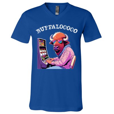 Lucky Buffalo Casino Slot Machine Buffalooooo Gambling V-Neck T-Shirt