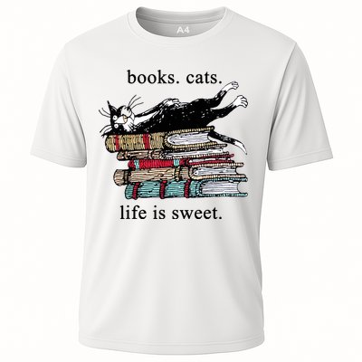 Literary Books Cats Life Is Sweet Cooling Performance Crew T-Shirt