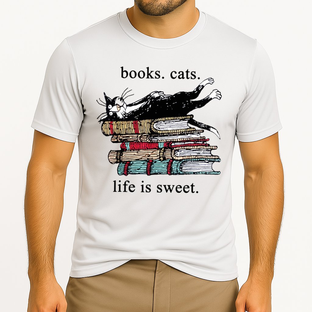 Literary Books Cats Life Is Sweet Cooling Performance Crew T-Shirt