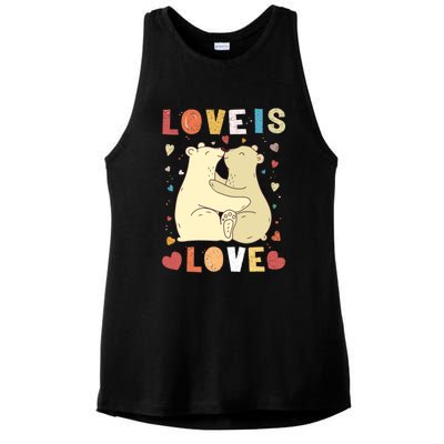 Love Bear Couple Meaningful Gift Love Is Love Meaningful Gift Cuddly Bears Gift Ladies PosiCharge Tri-Blend Wicking Tank