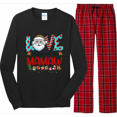 Love Being Called Mamaw Santa Claus Family Christmas Cute Gift Long Sleeve Pajama Set