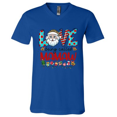 Love Being Called Mamaw Santa Claus Family Christmas Cute Gift V-Neck T-Shirt