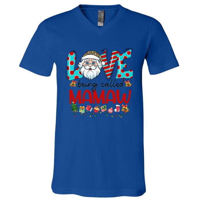 Love Being Called Mamaw Santa Claus Family Christmas Cute Gift V-Neck T-Shirt