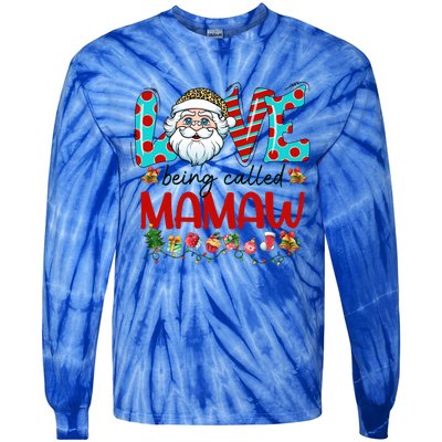 Love Being Called Mamaw Santa Claus Family Christmas Cute Gift Tie-Dye Long Sleeve Shirt