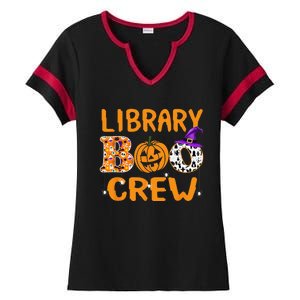 Library Boo Crew School Librarian Halloween Library Book Ladies Halftime Notch Neck Tee