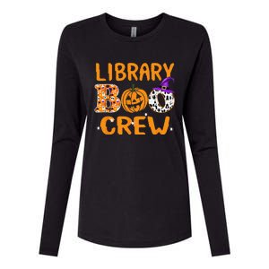 Library Boo Crew School Librarian Halloween Library Book Womens Cotton Relaxed Long Sleeve T-Shirt