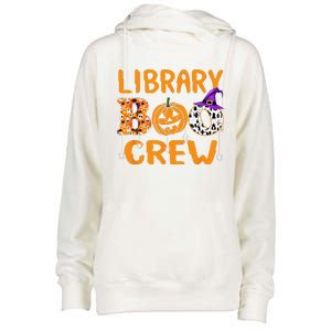 Library Boo Crew School Librarian Halloween Library Book Womens Funnel Neck Pullover Hood