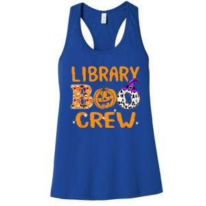 Library Boo Crew School Librarian Halloween Library Book Women's Racerback Tank