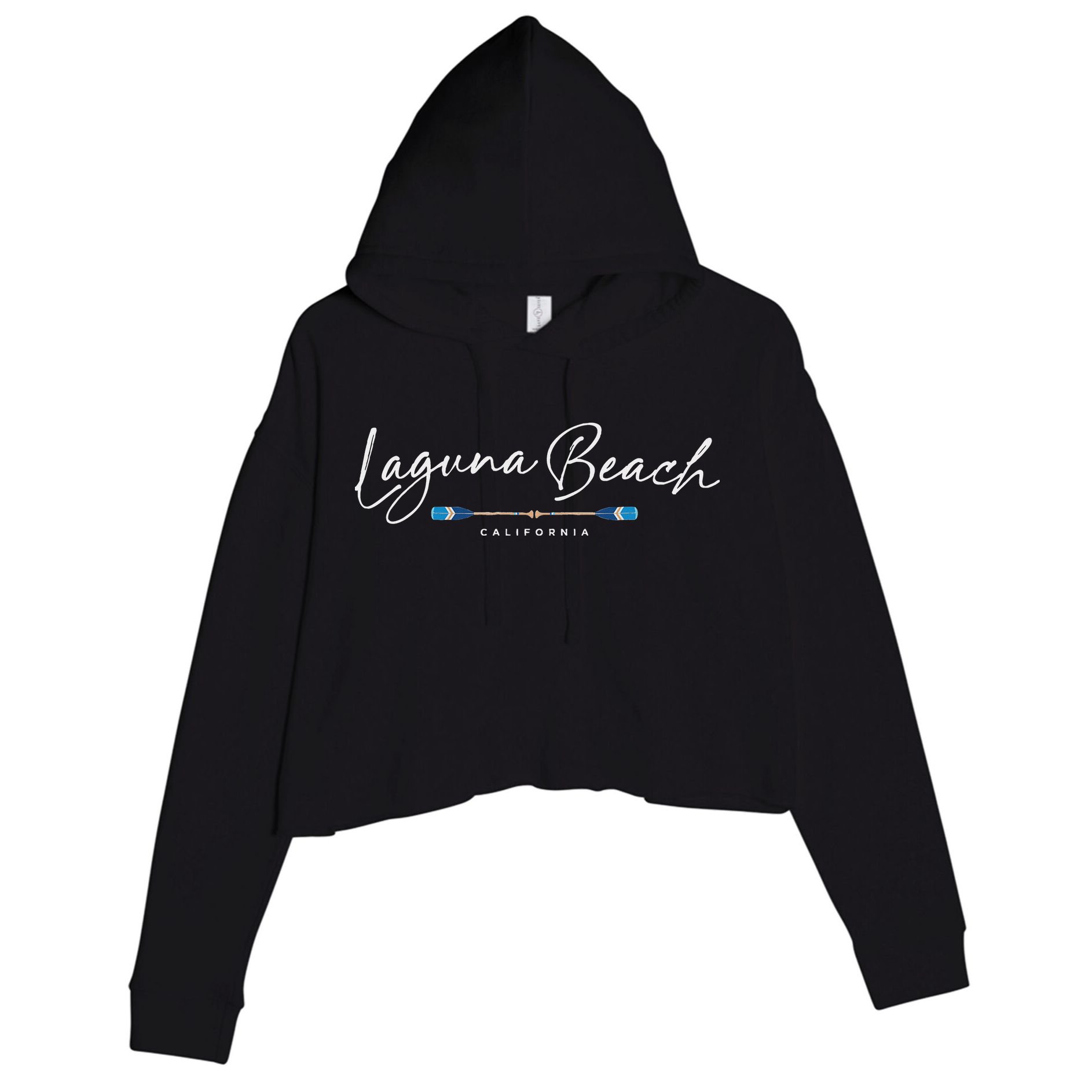 Laguna Beach California Oars Crop Fleece Hoodie