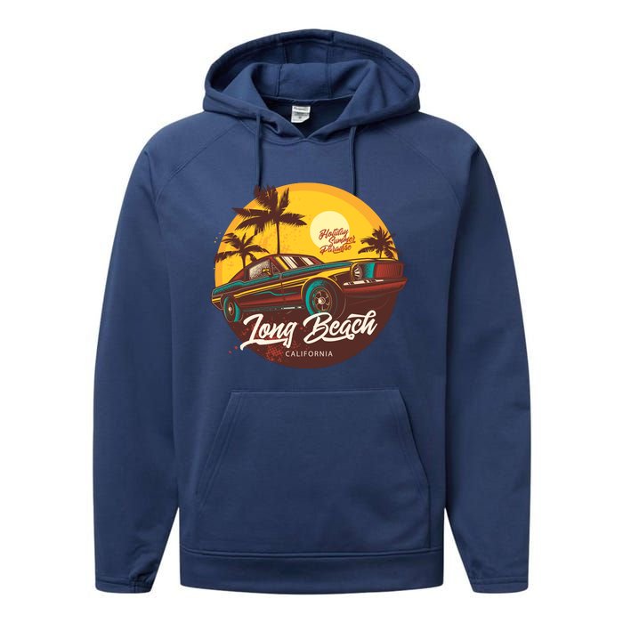 Long Beach California Performance Fleece Hoodie