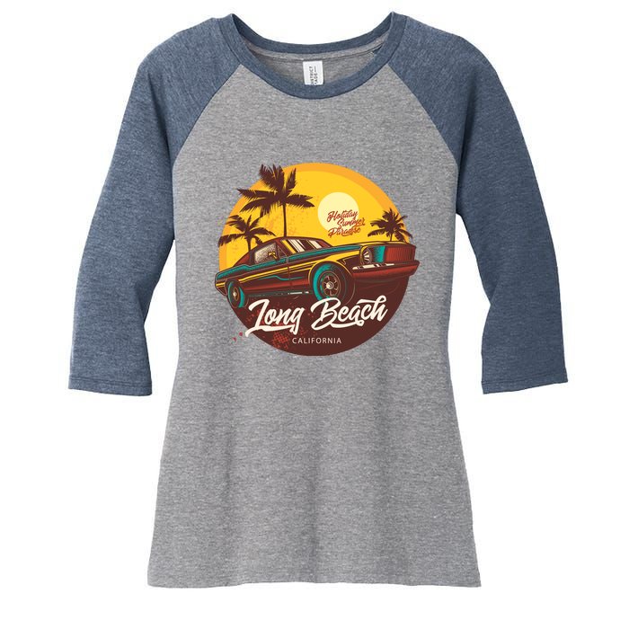 Long Beach California Women's Tri-Blend 3/4-Sleeve Raglan Shirt