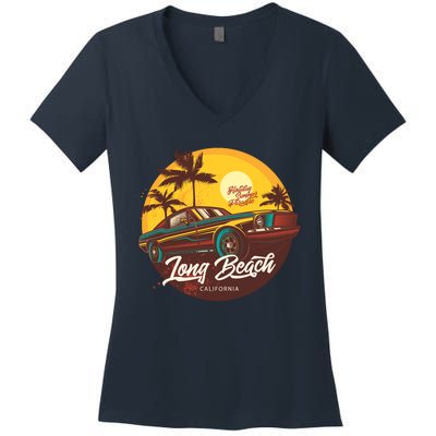 Long Beach California Women's V-Neck T-Shirt