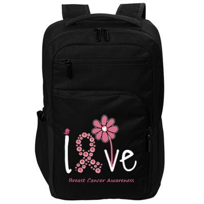 Love Breast Cancer Pink Ribbon Floral Impact Tech Backpack