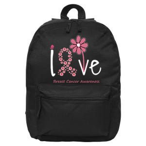 Love Breast Cancer Pink Ribbon Floral 16 in Basic Backpack