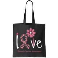 Love Breast Cancer Pink Ribbon Floral Tote Bag