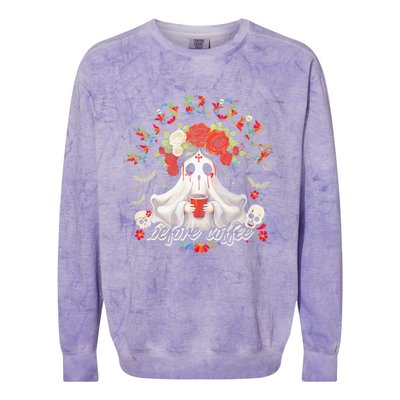 Llorona Before Coffee Colorblast Crewneck Sweatshirt