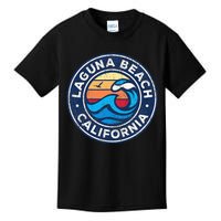 Laguna Beach California Ca Vintage Nautical Waves Design Kids T-Shirt