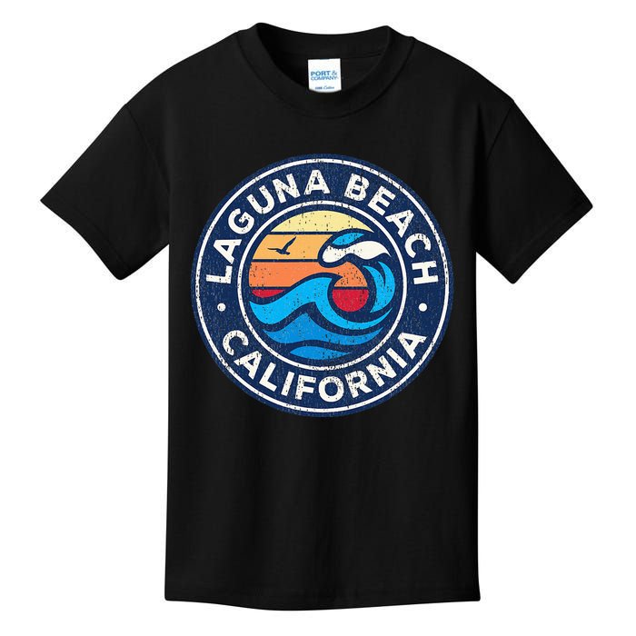 Laguna Beach California Ca Vintage Nautical Waves Design Kids T-Shirt