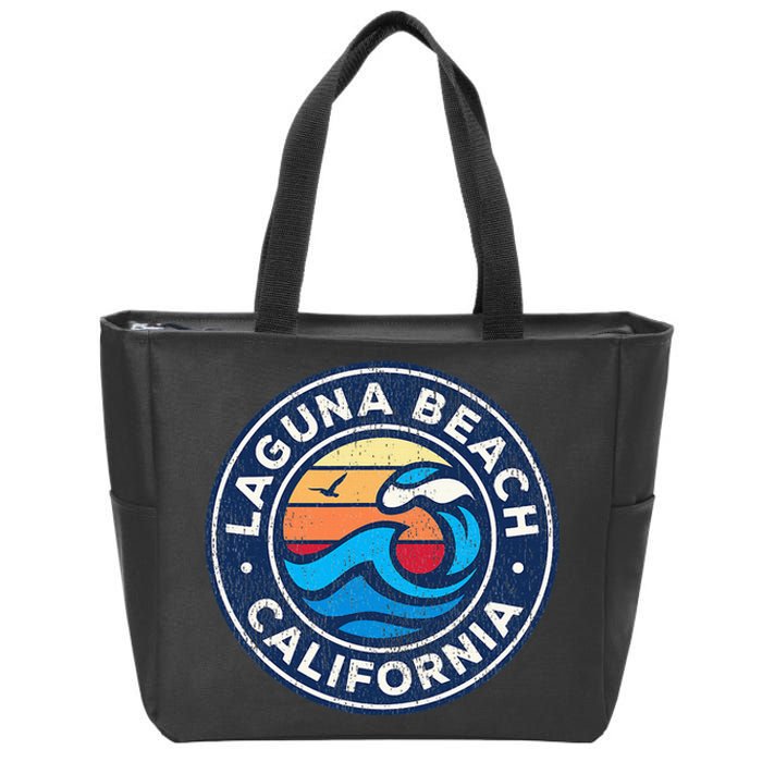 Laguna Beach California Ca Vintage Nautical Waves Design Zip Tote Bag