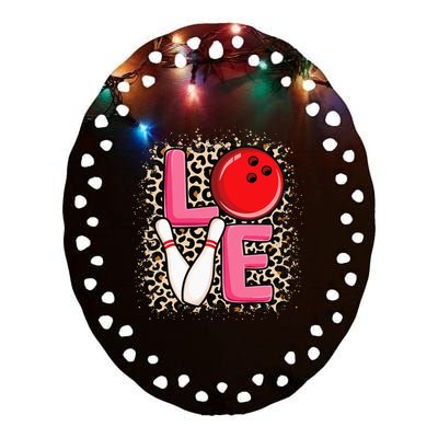 Love Bowling Cute Bowling Women Girls Bowler Ceramic Oval Ornament