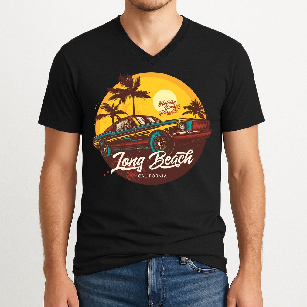 Long Beach California V-Neck T-Shirt