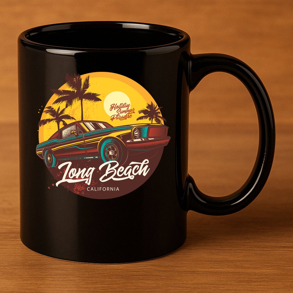 Long Beach California 11oz C Handle Ceramic Mug