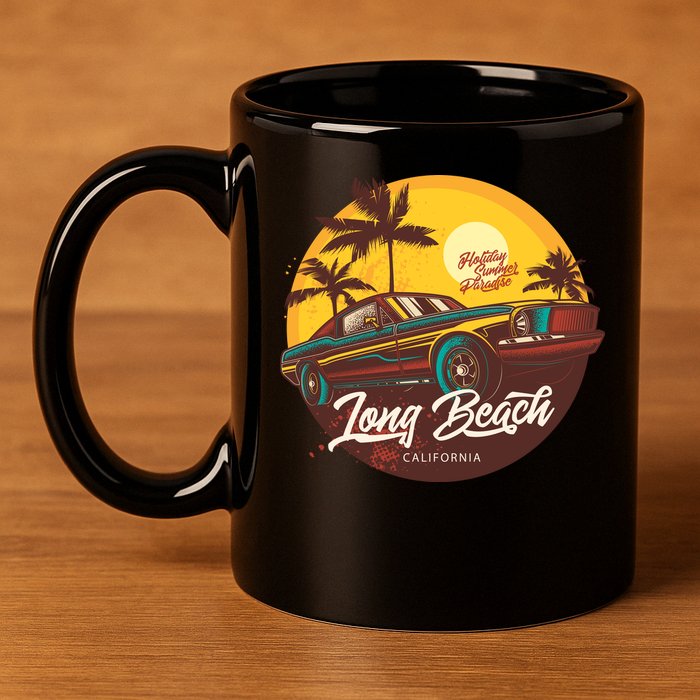 Long Beach California 11oz C Handle Ceramic Mug