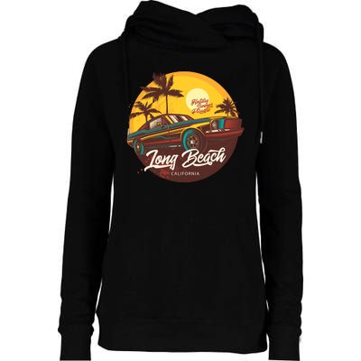 Long Beach California Womens Funnel Neck Pullover Hood