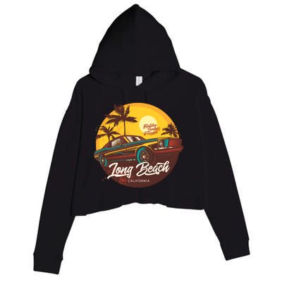 Long Beach California Crop Fleece Hoodie