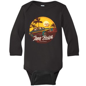 Long Beach California Baby Long Sleeve Bodysuit